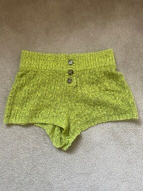 Urban Outfitters High-Waist Knit Shorts in Bright Lime